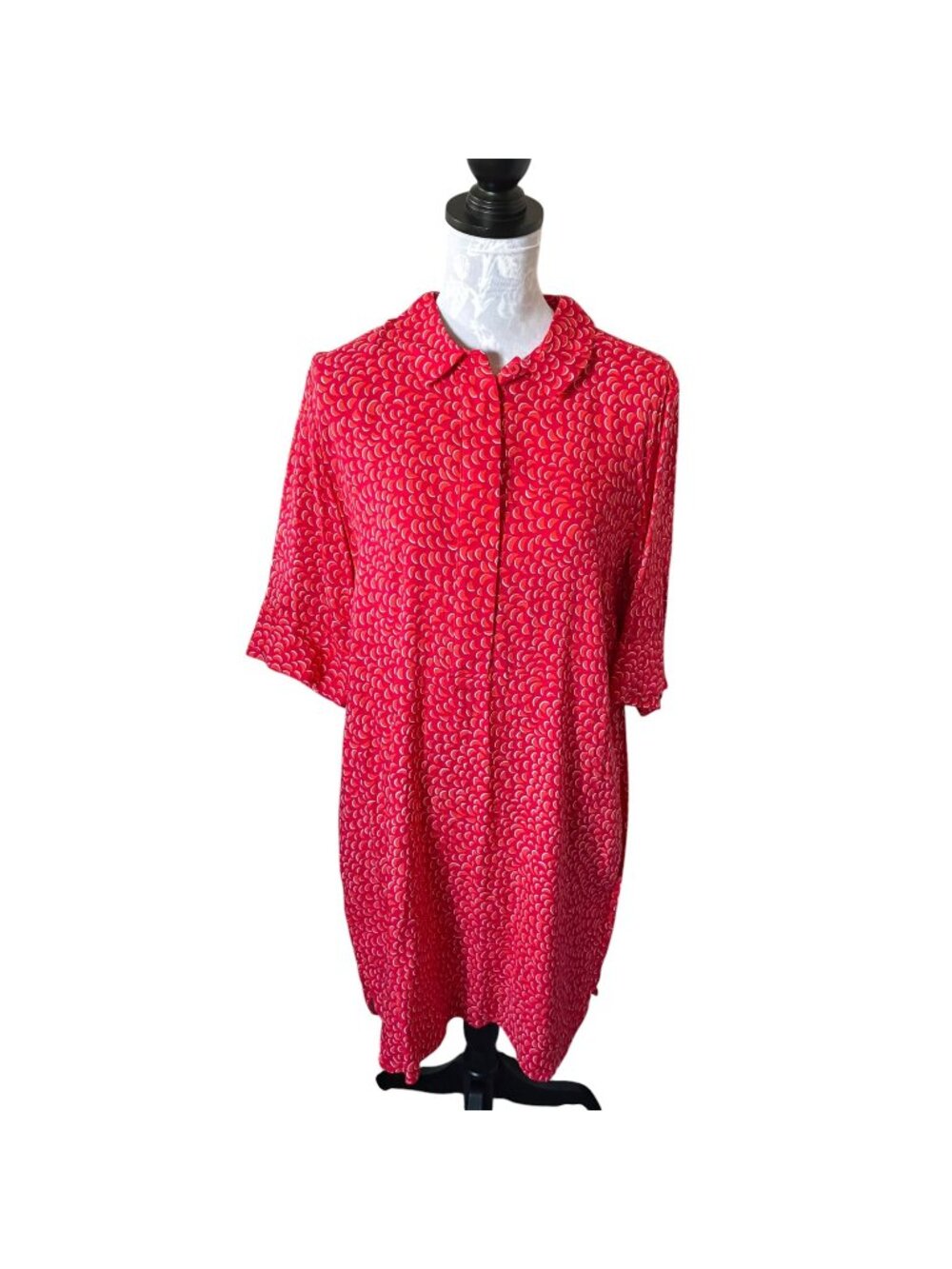 HOBBS London Marciella Tunic Shirt Dress Red Womens Size 14 EUC